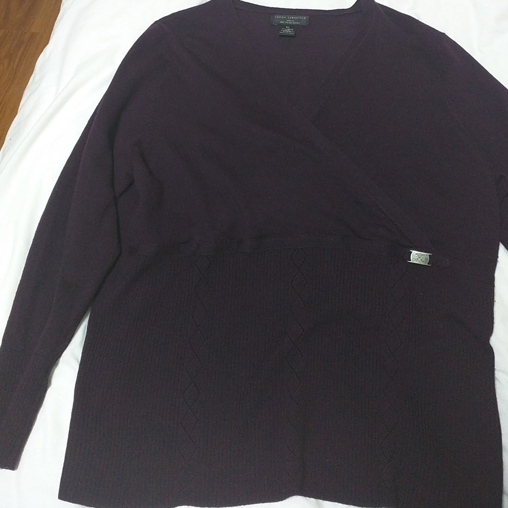 Plus size wool faux wrap sweater pattern waistline